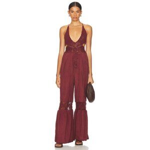 Free People x REVOLVE Freya Crochet One Piece Jumpsuit in Brown Small New